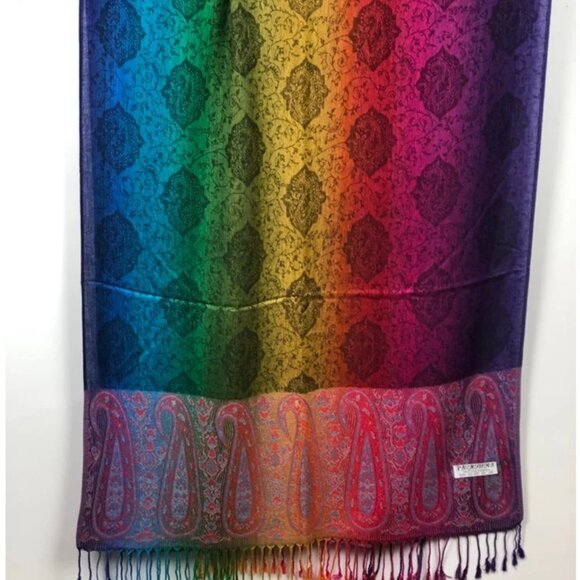 Rainbow scarf | Festival pashmina scarves and shawls | Multicolored Summer Scarf - Picture 3 of 4